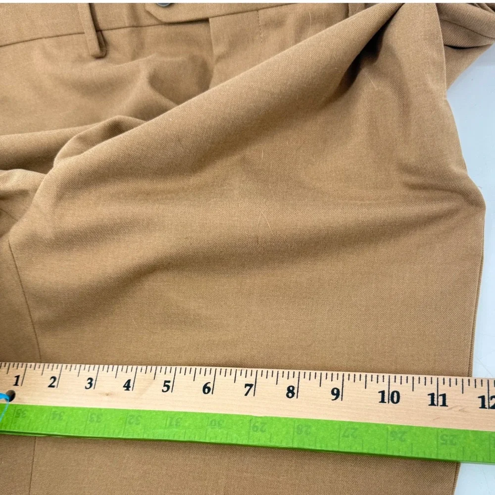 Banana Republic Tailored Fit Pants Men 34x32 Camel Brn Herringbone Dress Trouser